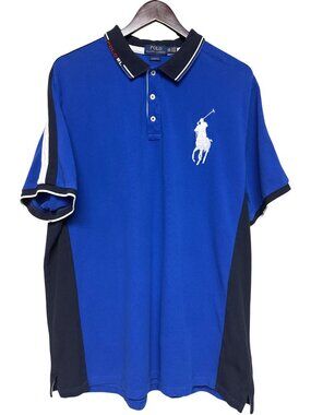Polo Ralph Lauren Men's Shirt Blue Big Pony Rugby Classic Fit XXL Casual Top